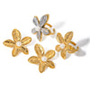 Wholesale Jewelry Stainless Steel Goldplated Flowershaped Inlaid Pearl Women's Geometric Natural Style Earrings