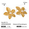 Wholesale Jewelry Stainless Steel Goldplated Flowershaped Inlaid Pearl Women's Geometric Natural Style Earrings