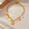 Wholesale Jewelry Stainless Steel Goldplated Geometric Embossed Sun And Moon Clavicle Chain For Women