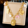 Wholesale Jewelry Stainless Steel Goldplated Geometric Embossed Sun And Moon Clavicle Chain For Women