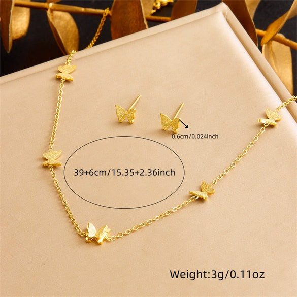 Wholesale Jewelry Stainless Steel Goldplated Insect Pattern Threedimensional Accessories Set With Butterfly Dragonfly For Women