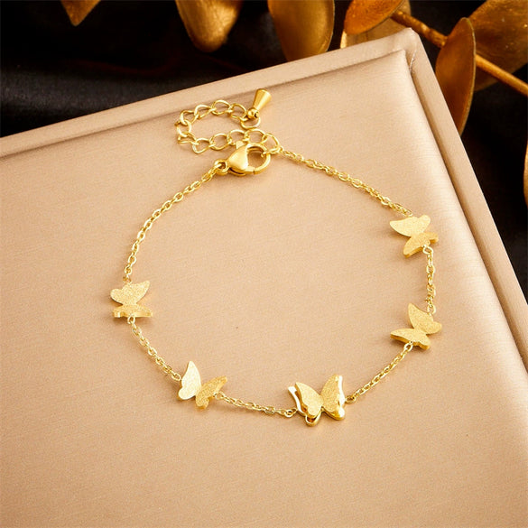 Wholesale Jewelry Stainless Steel Goldplated Insect Pattern Threedimensional Accessories Set With Butterfly Dragonfly For Women
