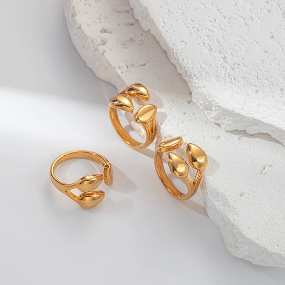 Wholesale Jewelry Stainless Steel Goldplated Water Drop Overlapping Fashion Geometric Ring For Men And Women