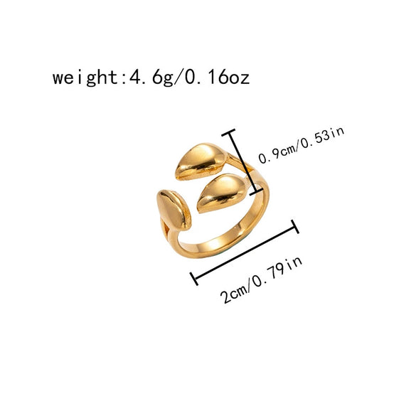 Wholesale Jewelry Stainless Steel Goldplated Water Drop Overlapping Fashion Geometric Ring For Men And Women