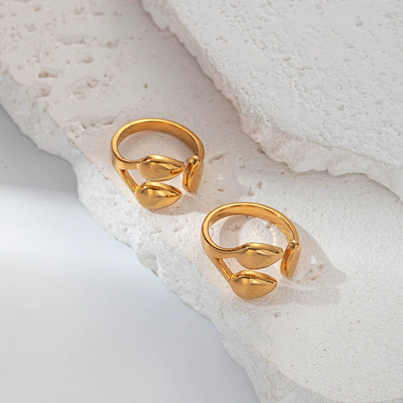 Wholesale Jewelry Stainless Steel Goldplated Water Drop Overlapping Fashion Geometric Ring For Men And Women