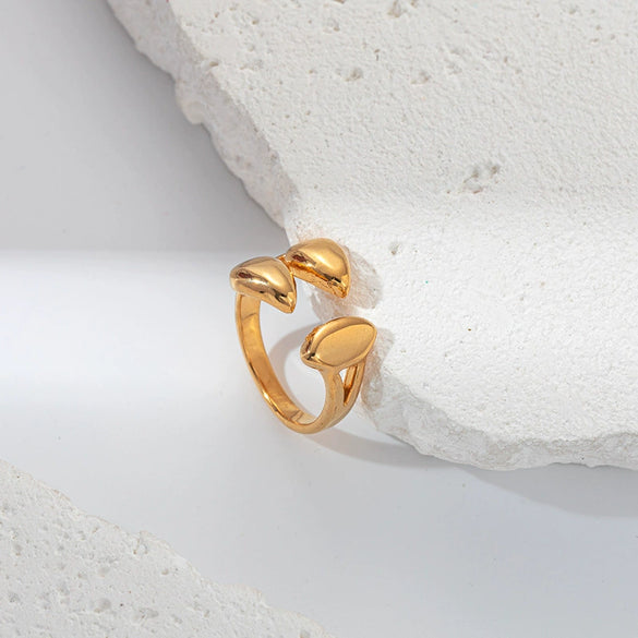 Wholesale Jewelry Stainless Steel Goldplated Water Drop Overlapping Fashion Geometric Ring For Men And Women