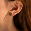 Wholesale Jewelry Stainless Steel Green Diamond Geometric Heart Style Electroplating Women's Ring And Earrings
