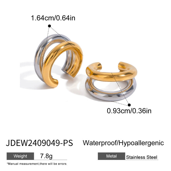 Wholesale Jewelry Stainless Steel Hammered Geometric Pattern Wide Opening Ring With Electroplating
