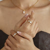 Wholesale Jewelry Stainless Steel Heart Geometric Gold Plated Adjustable Ring For Women