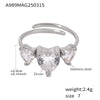 Wholesale Jewelry Stainless Steel Heart Geometric Gold Plated Adjustable Ring For Women