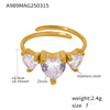 Wholesale Jewelry Stainless Steel Heart Geometric Gold Plated Adjustable Ring For Women