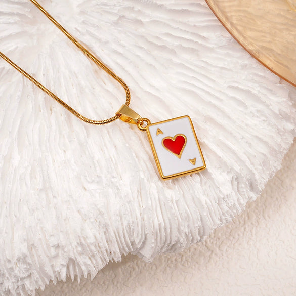Wholesale Jewelry Stainless Steel Heart Geometric Pendant Necklace Electroplating Light Luxury Style