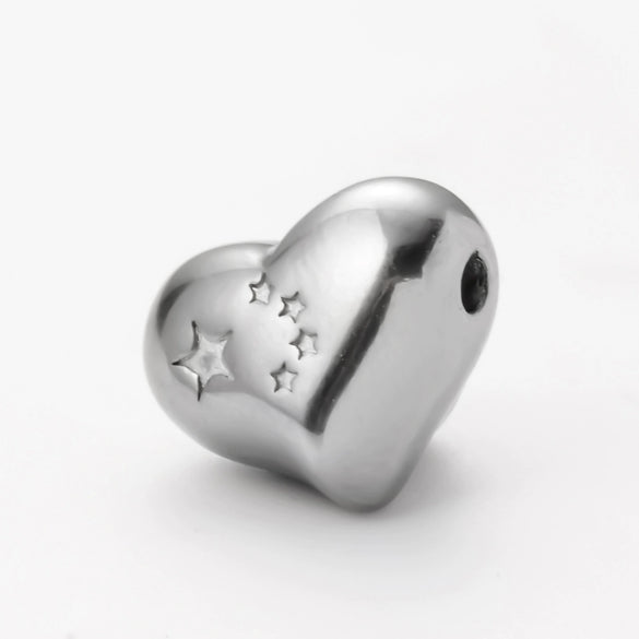 Wholesale Jewelry Stainless Steel Heart Love Perforated Beads Electroplating Baroque Style