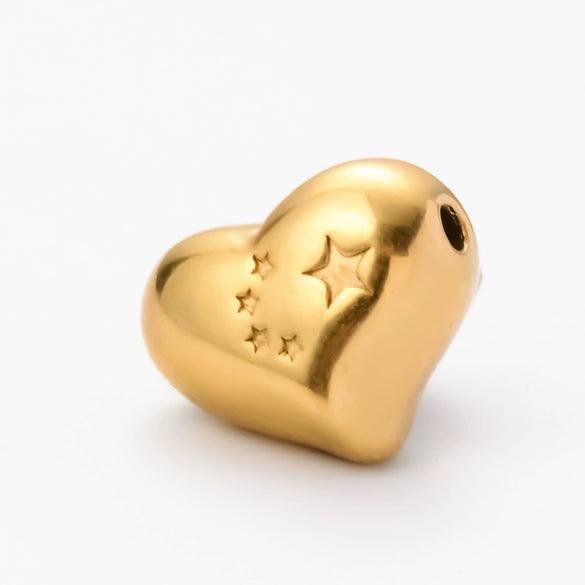 Wholesale Jewelry Stainless Steel Heart Love Perforated Beads Electroplating Baroque Style