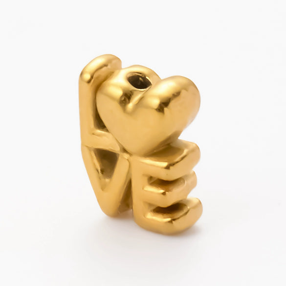 Wholesale Jewelry Stainless Steel Heart Love Perforated Beads Electroplating Baroque Style