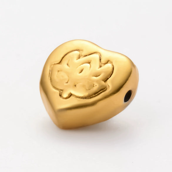 Wholesale Jewelry Stainless Steel Heart Love Perforated Beads Electroplating Baroque Style