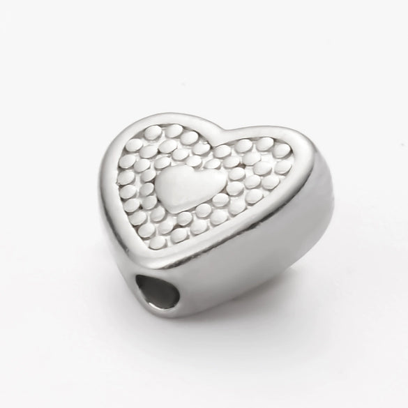Wholesale Jewelry Stainless Steel Heart Love Perforated Beads Electroplating Baroque Style