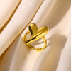Wholesale Jewelry Stainless Steel Heart Opening Ring Electroplated Ins Style With Bow Tie And Star Shape