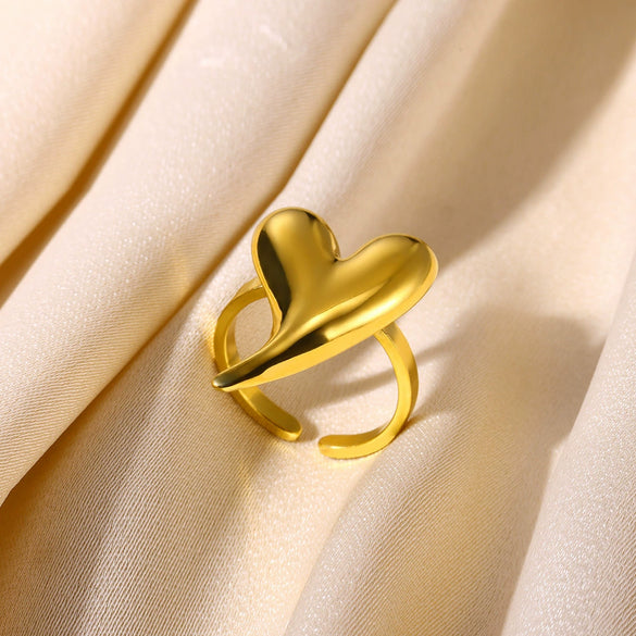 Wholesale Jewelry Stainless Steel Heart Opening Ring Electroplated Ins Style With Bow Tie And Star Shape