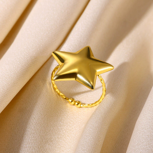 Wholesale Jewelry Stainless Steel Heart Opening Ring Electroplated Ins Style With Bow Tie And Star Shape