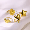 Wholesale Jewelry Stainless Steel Heart Opening Ring Electroplated Ins Style With Bow Tie And Star Shape