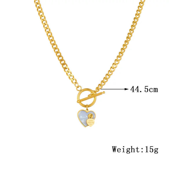 Wholesale Jewelry Stainless Steel Heart Pendant Goldplated Chain Necklace