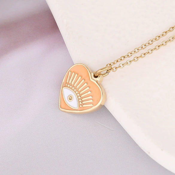 Wholesale Jewelry Stainless Steel Heart Pendant Necklace With Electroplating Treatment For Women