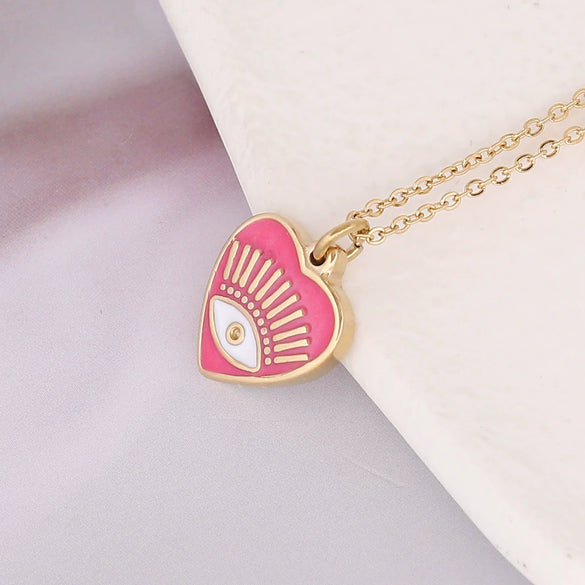 Wholesale Jewelry Stainless Steel Heart Pendant Necklace With Electroplating Treatment For Women