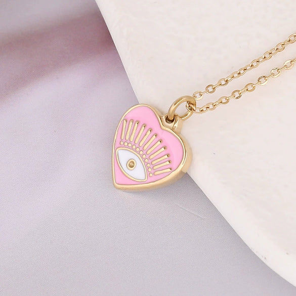 Wholesale Jewelry Stainless Steel Heart Pendant Necklace With Electroplating Treatment For Women