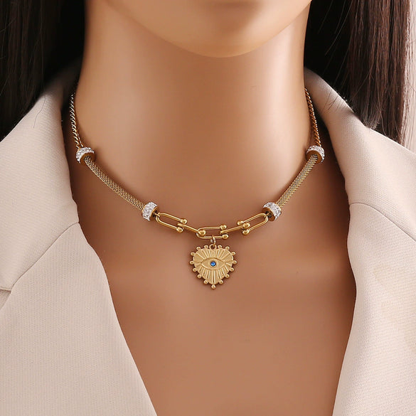 Wholesale Jewelry Stainless Steel Heart Shape Electroplated Necklace