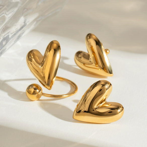Wholesale Jewelry Stainless Steel Heart Shape Electroplated Women's Earrings