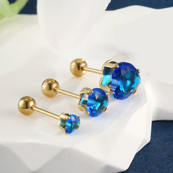 Wholesale Jewelry Stainless Steel Heart Shape Electroplated Women's Stud Earrings