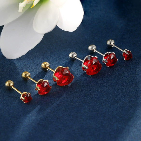 Wholesale Jewelry Stainless Steel Heart Shape Electroplated Women's Stud Earrings