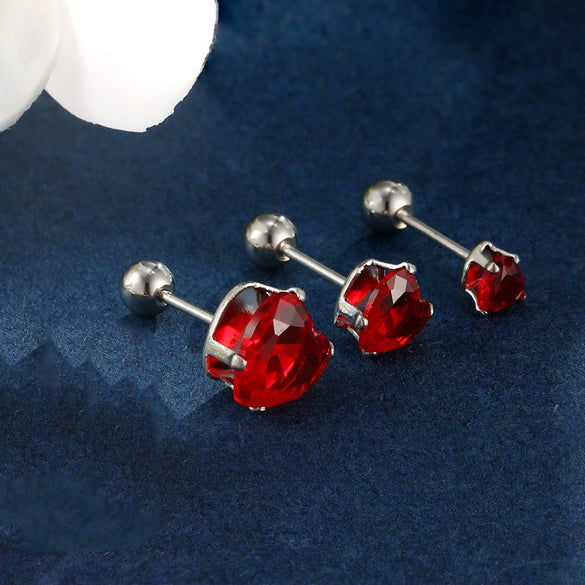Wholesale Jewelry Stainless Steel Heart Shape Electroplated Women's Stud Earrings