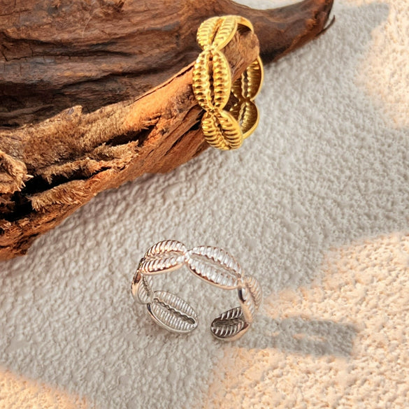 Wholesale Jewelry Stainless Steel Heart Shape Open Ring With Marine Element And Electroplating Treatment