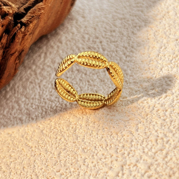Wholesale Jewelry Stainless Steel Heart Shape Open Ring With Marine Element And Electroplating Treatment
