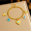 Wholesale Jewelry Stainless Steel Heart Shape Pendant Bracelet With Cartoon Oil Drop Devil's Eye Love Design And Electroplating For Women