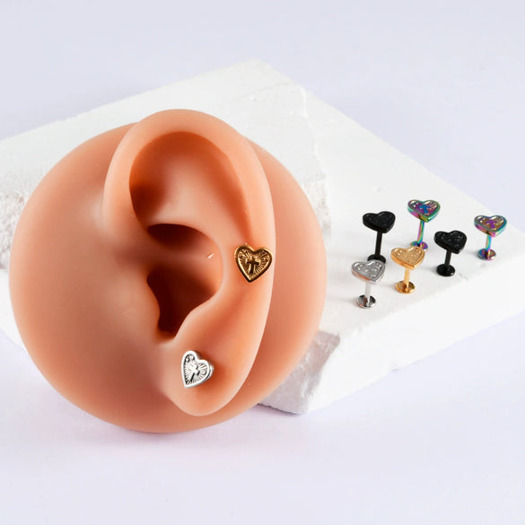 Wholesale Jewelry Stainless Steel Heart Shaped Multicolor Butterfly Geometric Electroplated Ear Nail Piercing Jewelry