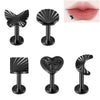 Wholesale Jewelry Stainless Steel Heart Shaped Multicolor Butterfly Geometric Electroplated Ear Nail Piercing Jewelry