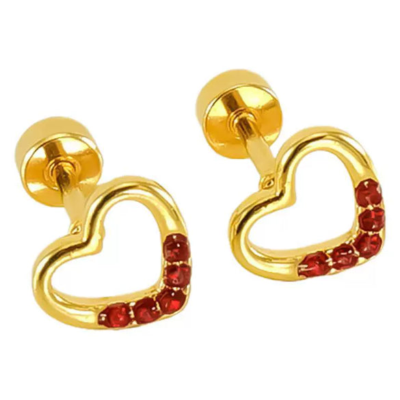 Wholesale Jewelry 316L Stainless Steel Heart Shaped Threaded Earrings For Women With Electroplating