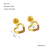 Wholesale Jewelry 316L Stainless Steel Heart Shaped Threaded Earrings For Women With Electroplating