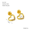 Wholesale Jewelry 316L Stainless Steel Heart Shaped Threaded Earrings For Women With Electroplating