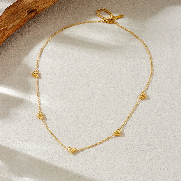 Wholesale Jewelry Stainless Steel Heartshaped Electroplated Collar Chain Necklace For Women