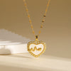 Wholesale Jewelry Stainless Steel Heartshaped Electroplated Mixed Gemstone Setting Love Pendant Necklace
