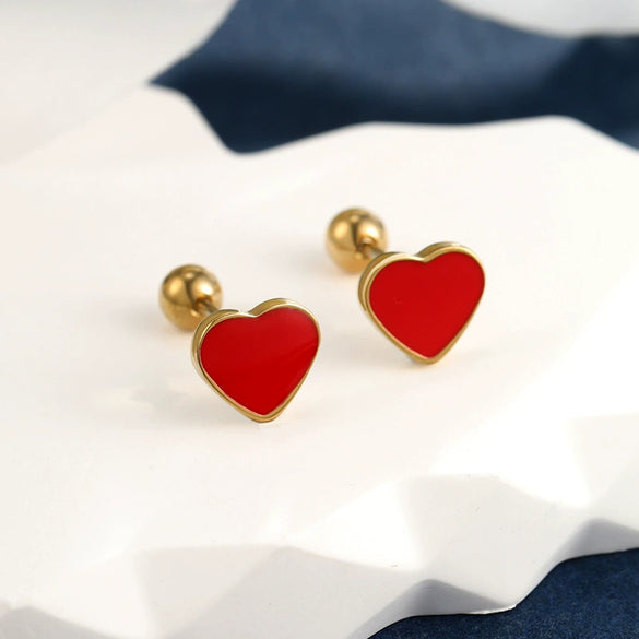 Wholesale Jewelry Stainless Steel Heartshaped Electroplated Women's Earrings