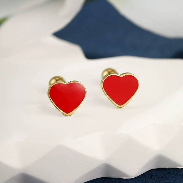 Wholesale Jewelry Stainless Steel Heartshaped Electroplated Women's Earrings