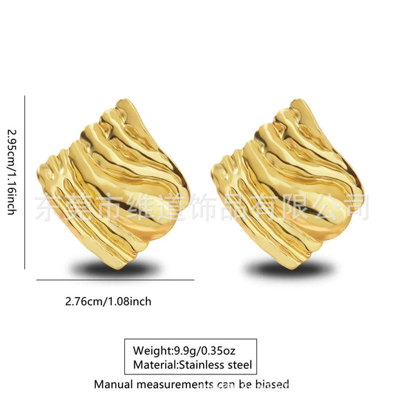 Wholesale Jewelry Stainless Steel Heartshaped Flower Geometric Earrings With Stamping