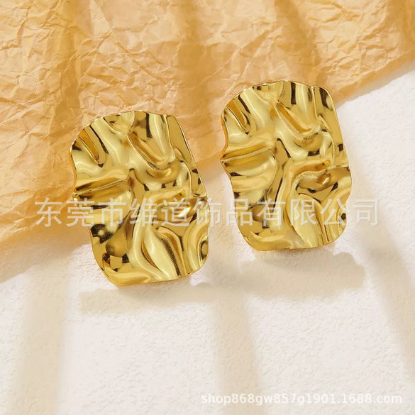 Wholesale Jewelry Stainless Steel Heartshaped Flower Geometric Earrings With Stamping