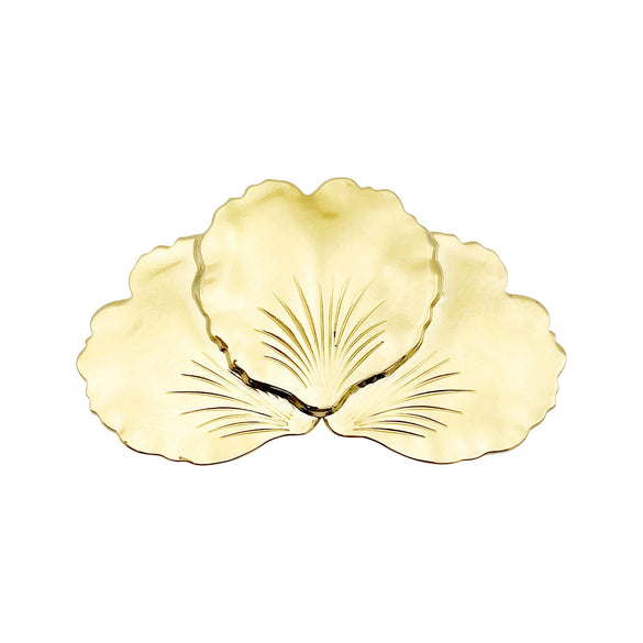 Wholesale Jewelry Stainless Steel Heartshaped Petal Wide Ring With Flower Pattern 18K Goldplated