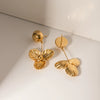 Wholesale Jewelry Stainless Steel Hemisphere Three Petal Flower Pendant Earrings Electroplated For Women